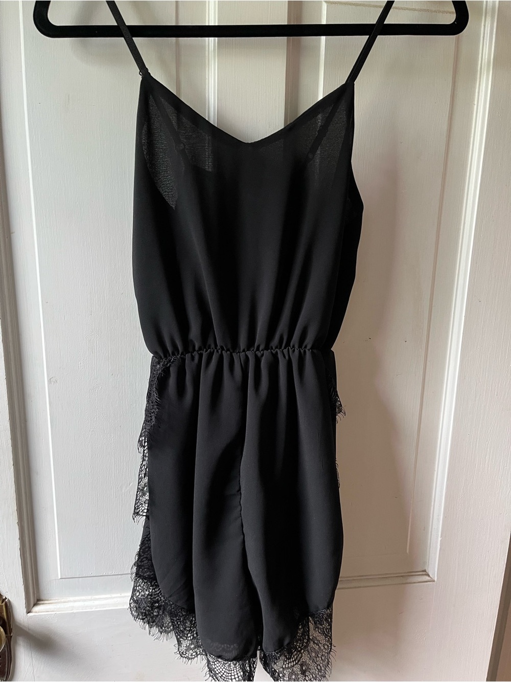 Black Lace-Trim Slip Dress